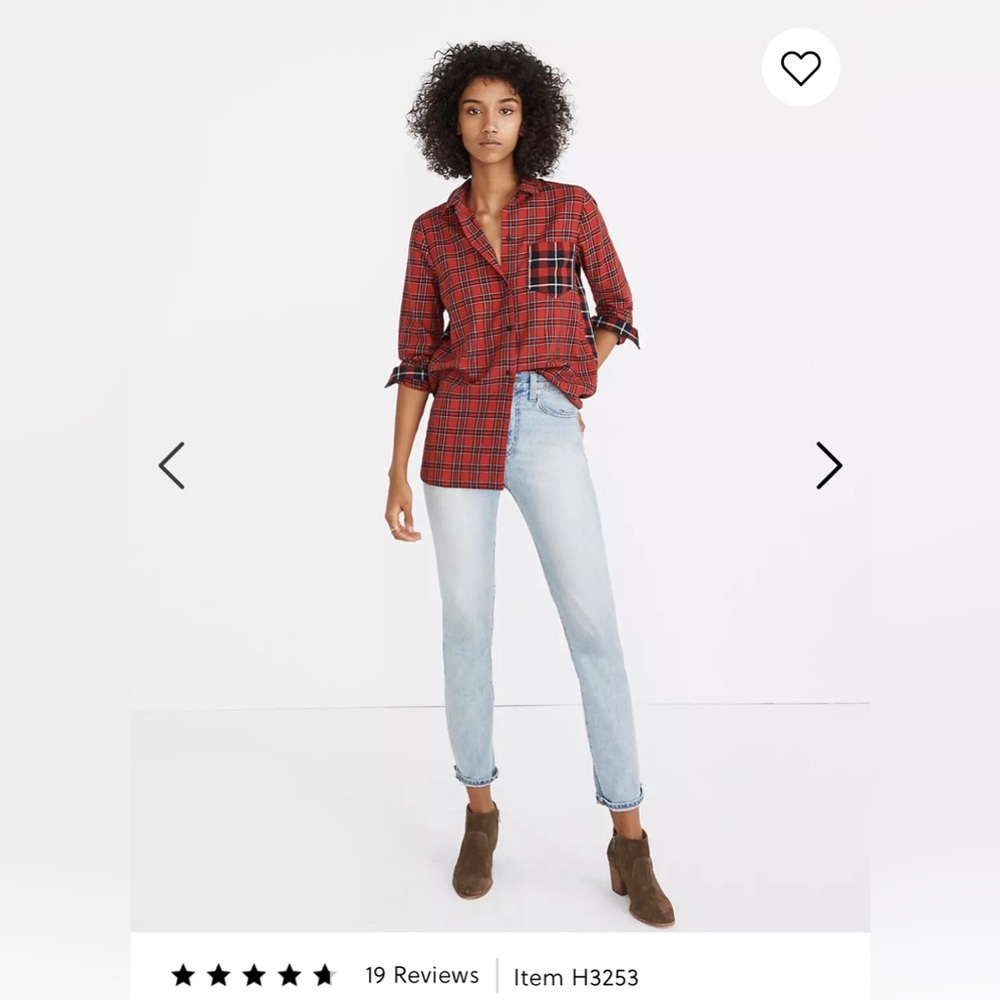 NWOT Madewell Classic Ex-Boyfriend Shirt in Plaid Patchwork